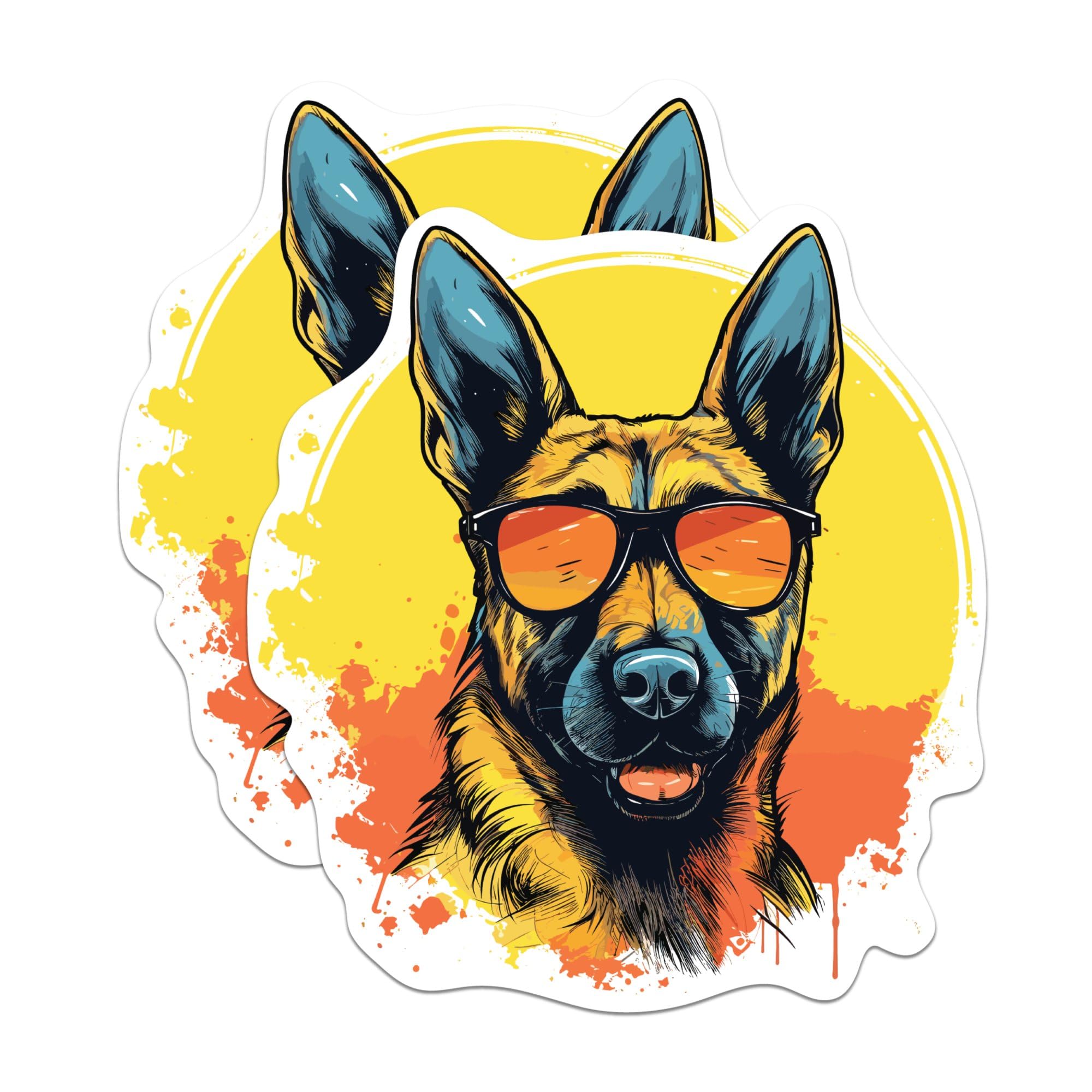 Bliss Monkey Co. (2 Pack) Belgian Malinois Dog Magnets - Belgian Malinois with Sunglasses - Choose FromOver 100 Dog Breeds - 5" On Longest Side - Premium Magnet - Made in USA - MAG0313