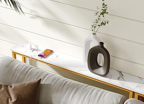 Miniatura 7 de ELYKEN Mesa de sofá de consola estrecha de 5.9 pulgadas con tomas de corriente y puerto USB, 5.9 pulgadas de profundidad x 39.4 pulgadas de ancho x