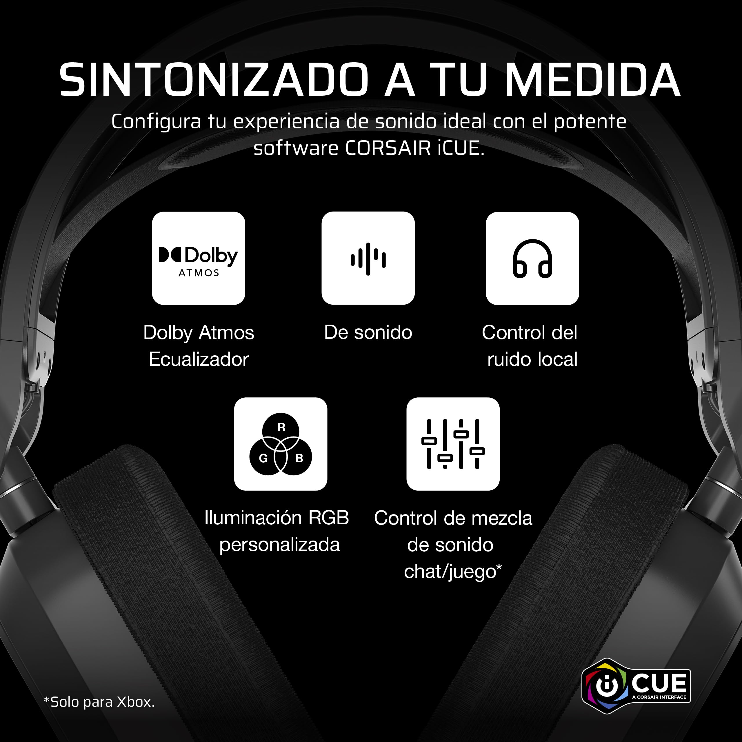 Corsair HS80 MAX Wireless Auriculares para Juegos Xbox Gaming Headset con Bluetooth – Dolby Atmos – Micrófono de Calidad Broadcast – Compatible con iCUE – Xbox, PC, Mac, Mobile – Gris Acero | Dolby Atmos, micrófono omnidireccional, compatible con iCUE, Xb