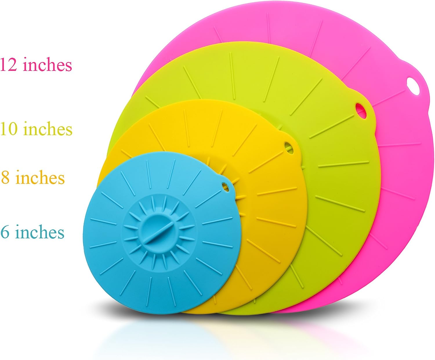 Silicone Lids 6, 8, 10, 12 inch. Use Your Suction Lids for your Bowls, Cups, Pots, Pans and Skillets. Microwave and Food Safe Covers. FREE Premium Silicone Brush.