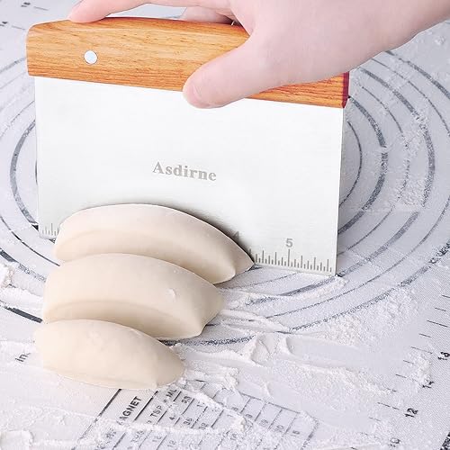 Miniatura 2 de Cortador de masa, raspador de masa con mango de madera y hoja de acero inoxidable de grado alimenticio, raspador de pastelería, 5.9 in