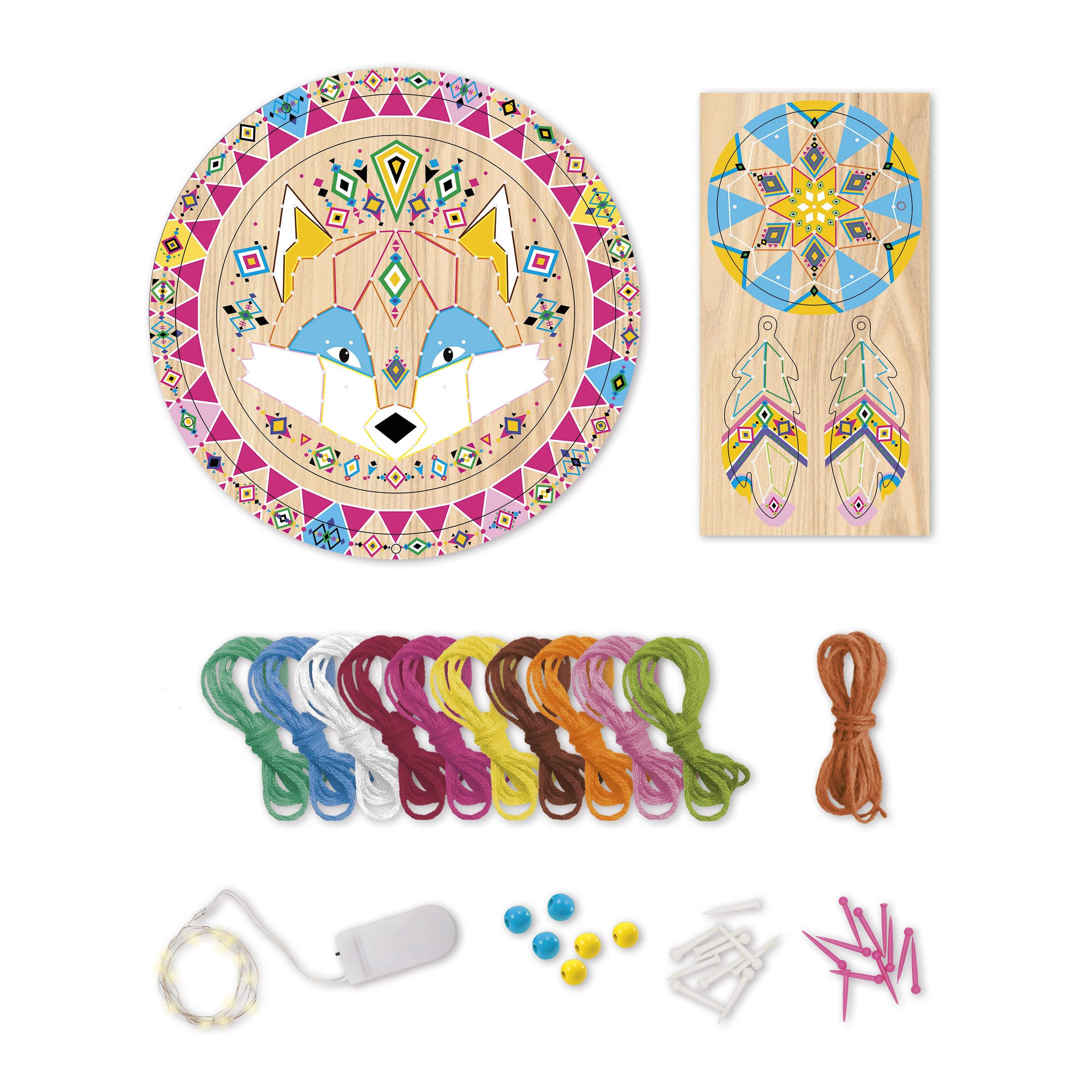 Janod Atrapa Abejas con Luz para Crear y Colgar - Hilos Ensartados - Pilas Incluidas- Les Ateliers Déco - Bricolaje - Kit de Ocio Creativo Infantil - A Partir de 8 años