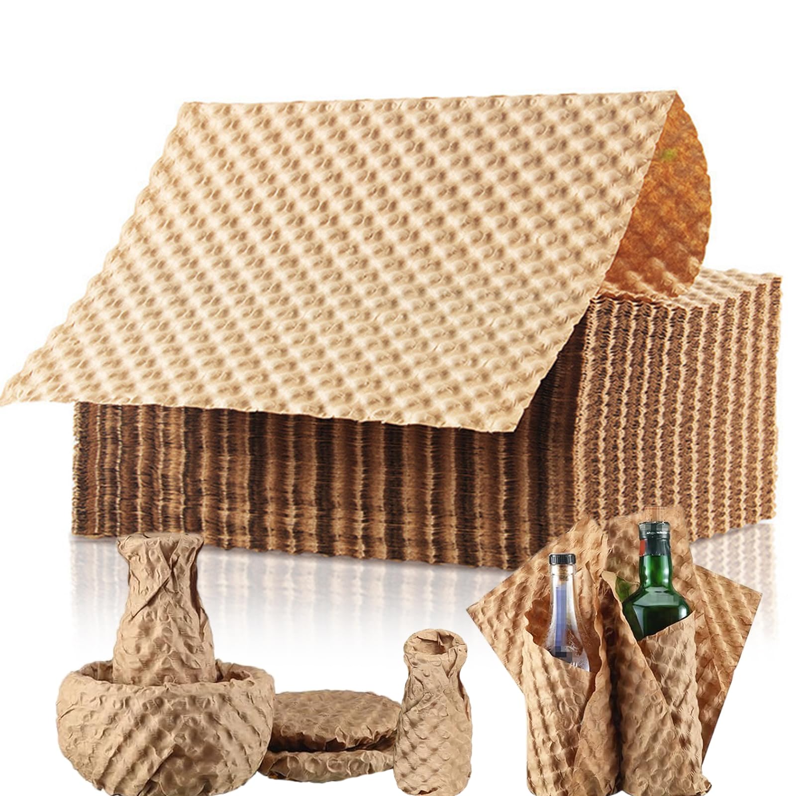 100 PCS Honeycomb Packing Paper, 30x30cm Paper Bubble Wrap Packing Supplies for Storing Delicate Items Moving Shipping Alternative to Plastic Bubble Filler