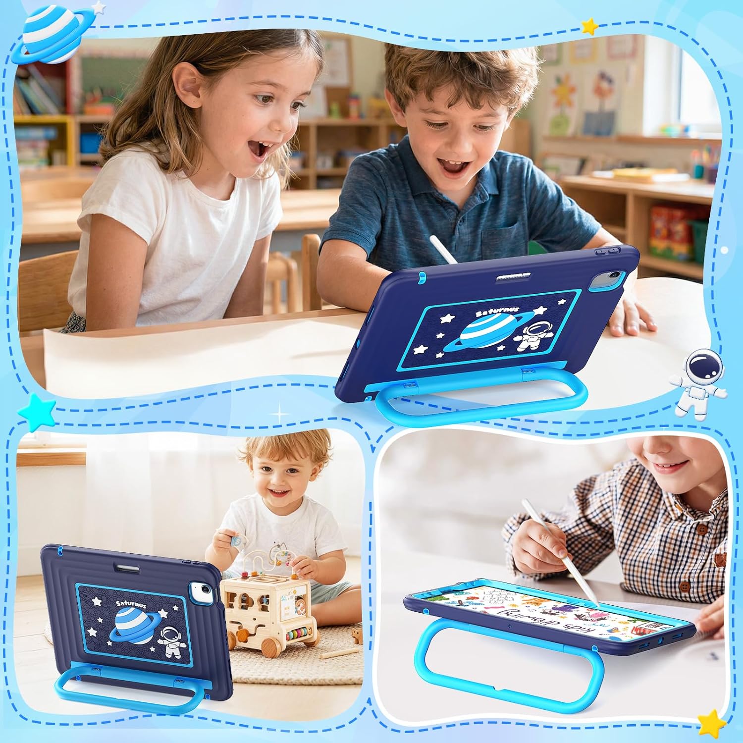 KAIJIAbox Case for iPad Air 11" M4/M3/M2, Pro 11" 4th/3rd/2nd/1st Gen, Air 5th/4th - Military-Grade Drop Protection with Metal Handle/Stand, Screen Protector, Pen Holder, Shoulder Strap, Kid-Safe MAT