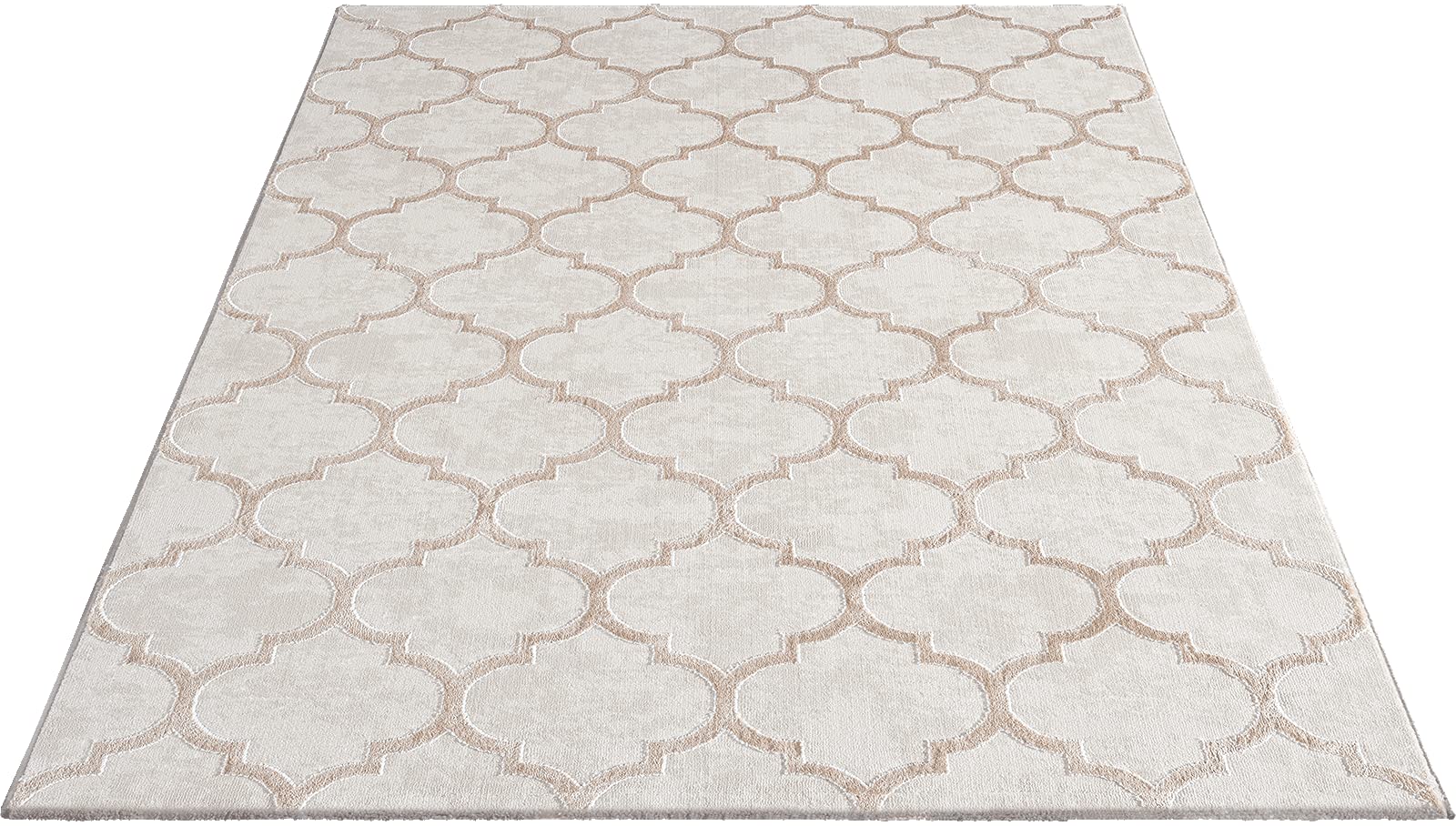 the carpet Knight Eleganter - Tappeto da soggiorno a pelo corto, effetto 3D lucido, struttura ad alta profondità, beige, 120 x 170 cm