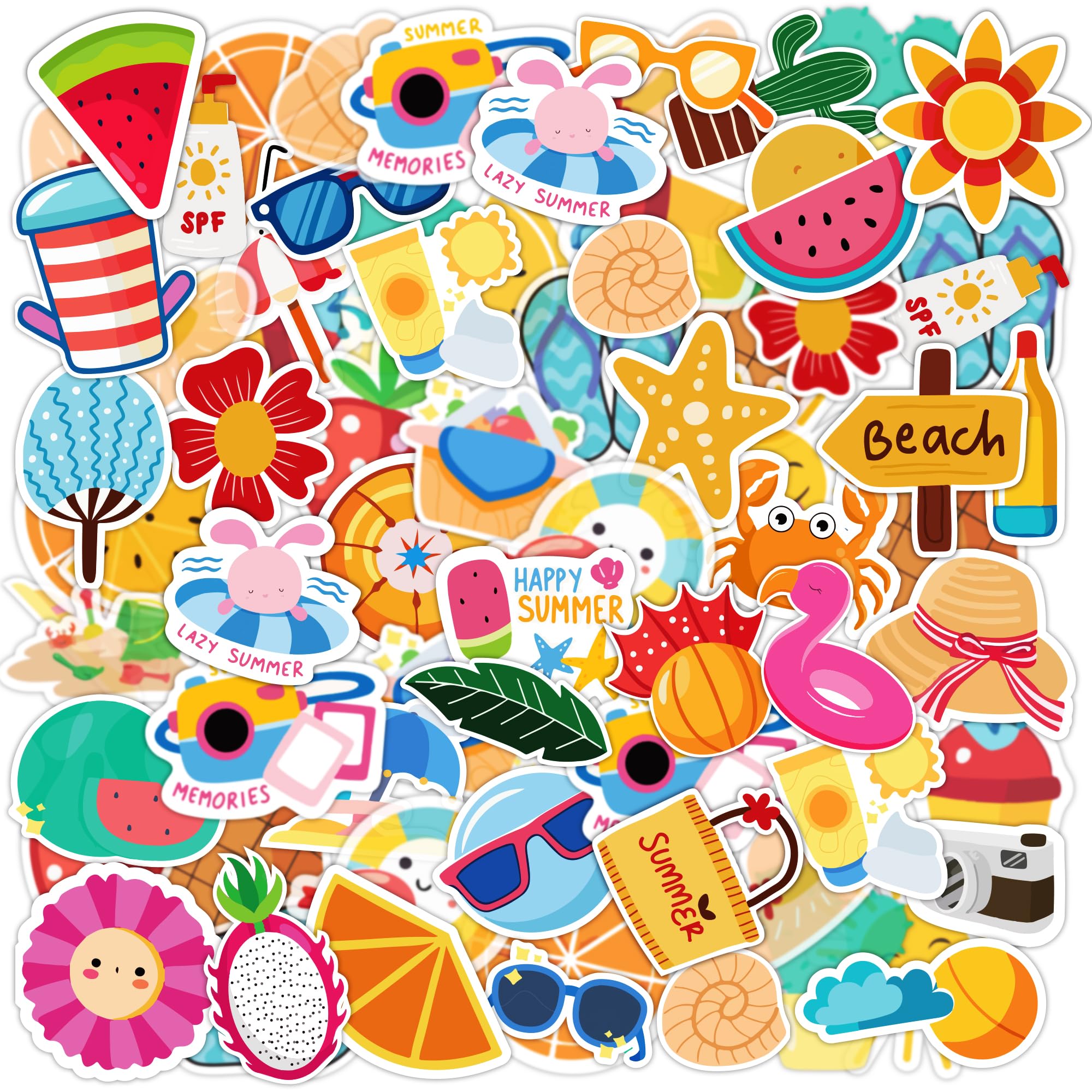 OHOME Summer Stickers 100 PCS Hawaiian Beach Stickers for Kids - Vinyl Summer Games Toys Gifts Activities Party