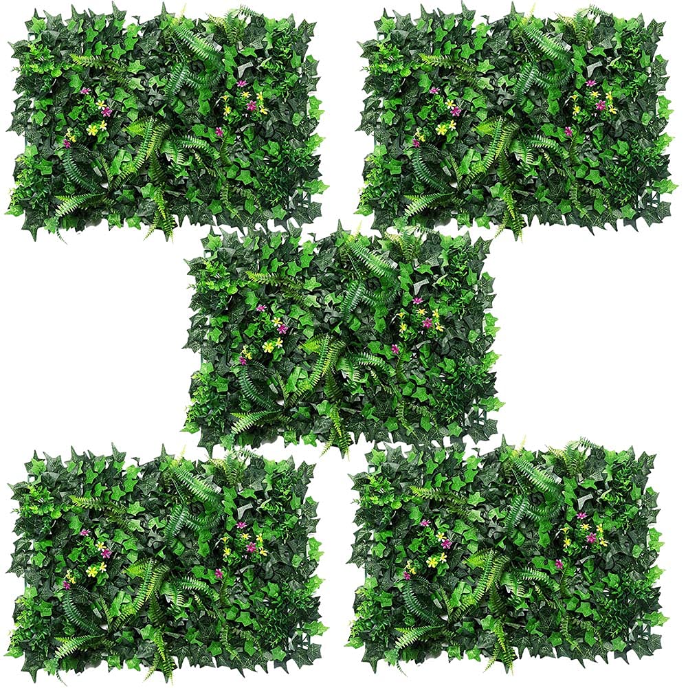 Fondo Verde, Paneles de setos Artificiales, Pared de Plantas Artificiales, Plantas Artificiales Verdes, jardín de Hiedra Artificial, Valla de privacidad de césped Verde, 40 x 60 cm