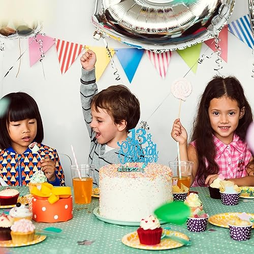 Miniatura 5 de 1 paquete de 13 decoraciones oficiales para tartas para adolescentes, con purpurina número 13 13 cumpleaños, decoración para fiesta de cumpleaños de