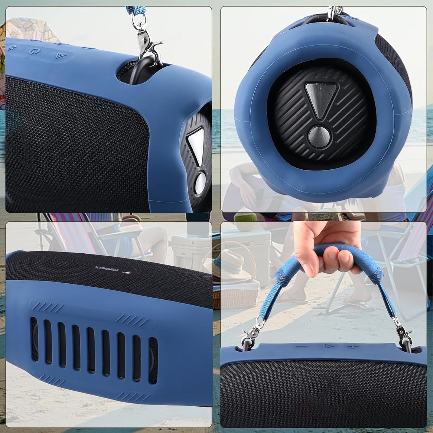 co2CREA for JBL Xtreme 4 Portable Bluetooth Speaker Silicone Cover Case, Portable Silicone Travel Case with Handle, Protective Skin Case (Blue Case) - Image 6