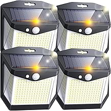 Solar Motion Sensor Light: 248 LED Solar Spotlight Outdoor Motion Detector 3 Modes Outdoor Garden Solar Spotlight 270° Lighting for Patio Garage Pack of 4