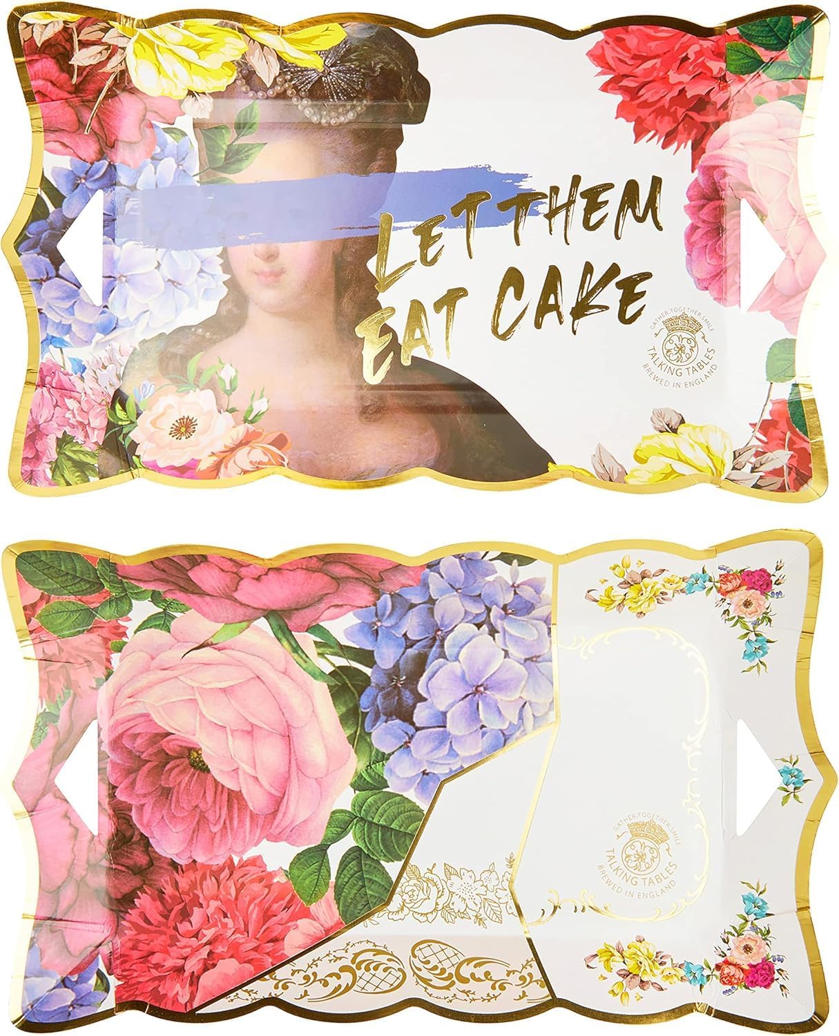 Talking Tables Truly Scrumptious Floral Serving Platters | Pack of 4 Disposable Food Trays for Afternoon Tea Party, Birthday, Mother's Day, Bridgerton Theme,TS10-PLATTER