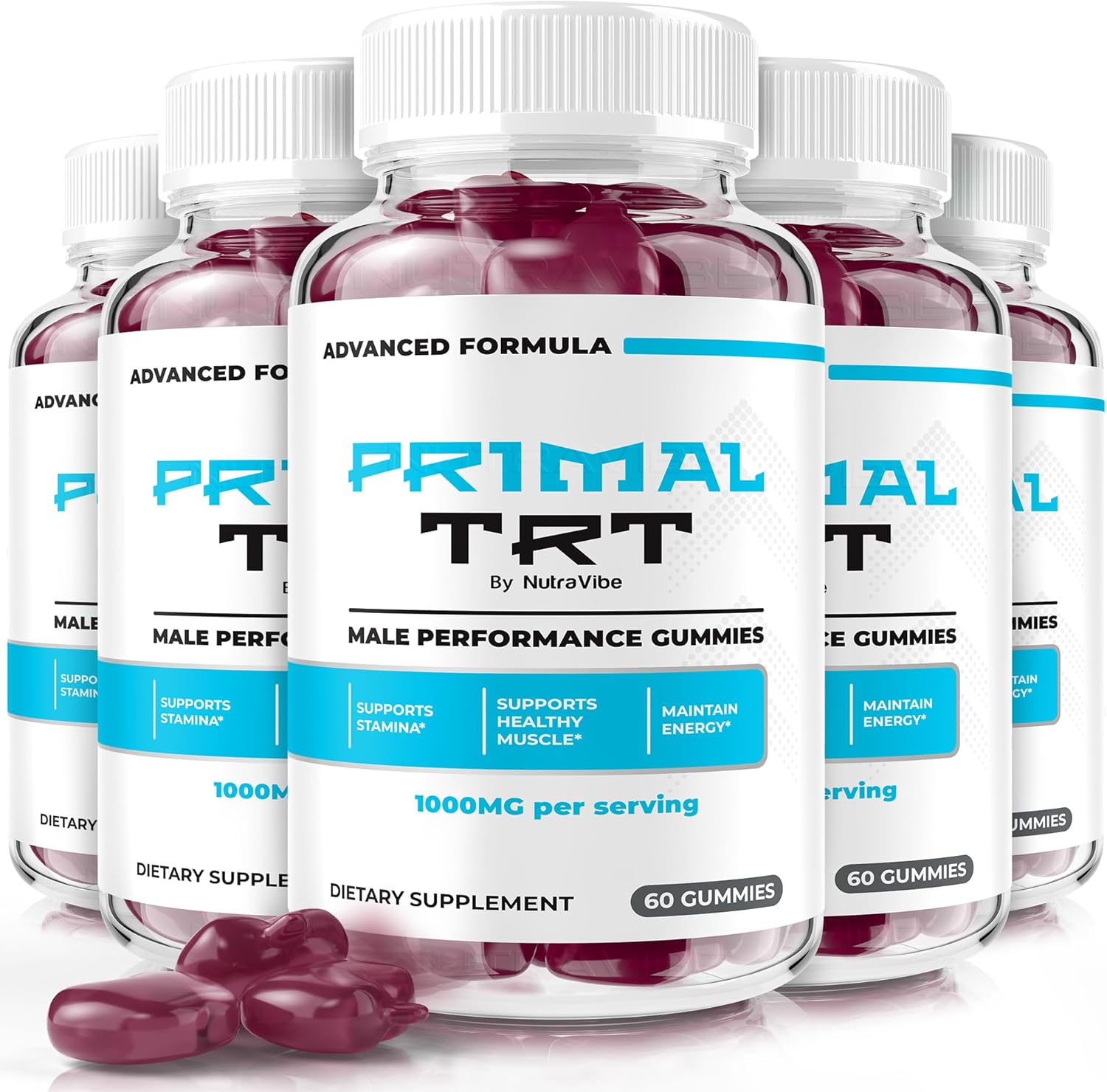 (5 Pack) Primal TRT Gummies – Official PrimalTRT Premium Energy Support | Great-Tasting Chewable Gummy for Stamina & Active Performance | Natural, Non-Habit Forming Formula, Reviews (300 Gummies)