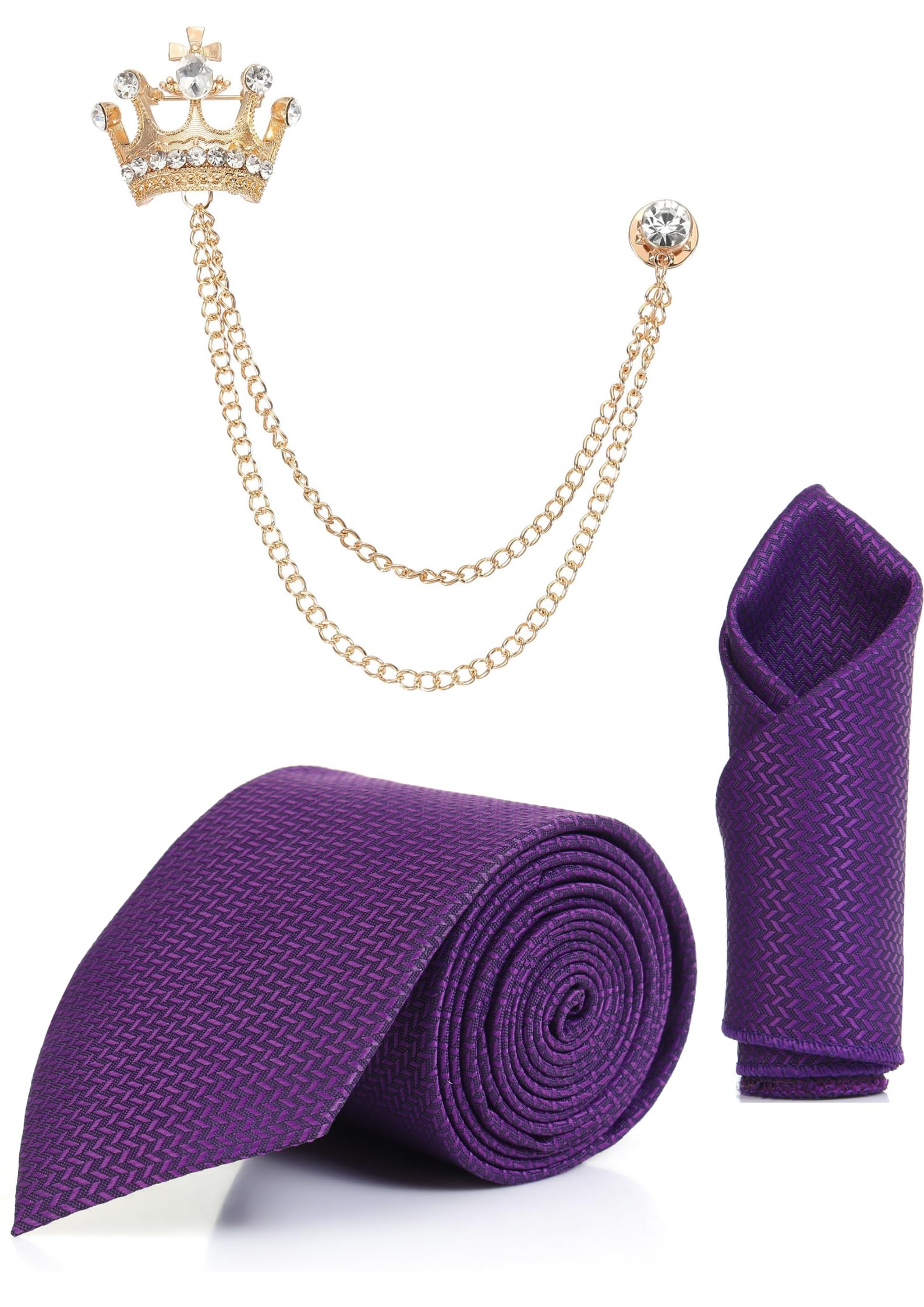random stripe Premium Men’s Necktie, Pocket Square & Brooch Combo Set Formal Wear – Available in 9 Colors-picture-7