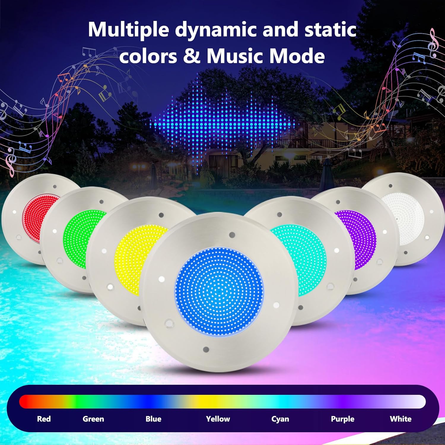 6 Inch Spa Lights for Inground Pool Led, 120V 35W Pool Spa Lights with 50FT Cord, IP68 Waterproof Pool Underwater Light for 6" Wet Niches with 3 Control Way