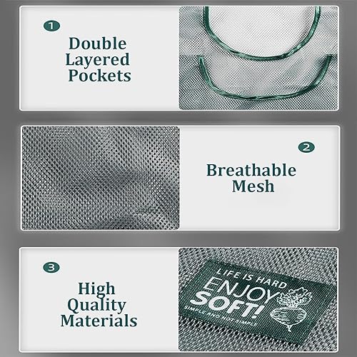 Miniatura 10 de 3 bolsas de almacenamiento de malla reutilizables para colgar, bolsas portátiles para productos de cocina, bolsa de red para colgar en la cocina,