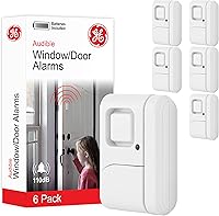 GE 6-Pack Window & Door Alarms - 120dB Wireless Burglar Chime, Peel & Stick DIY Security for Home, Apartment, Garage