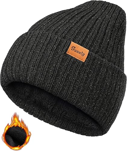 Gorros de lana para hombres y mujeres, gorro de invierno de forro polar, gorro de punto grueso, gorro térmico para nieve, regalo con puños