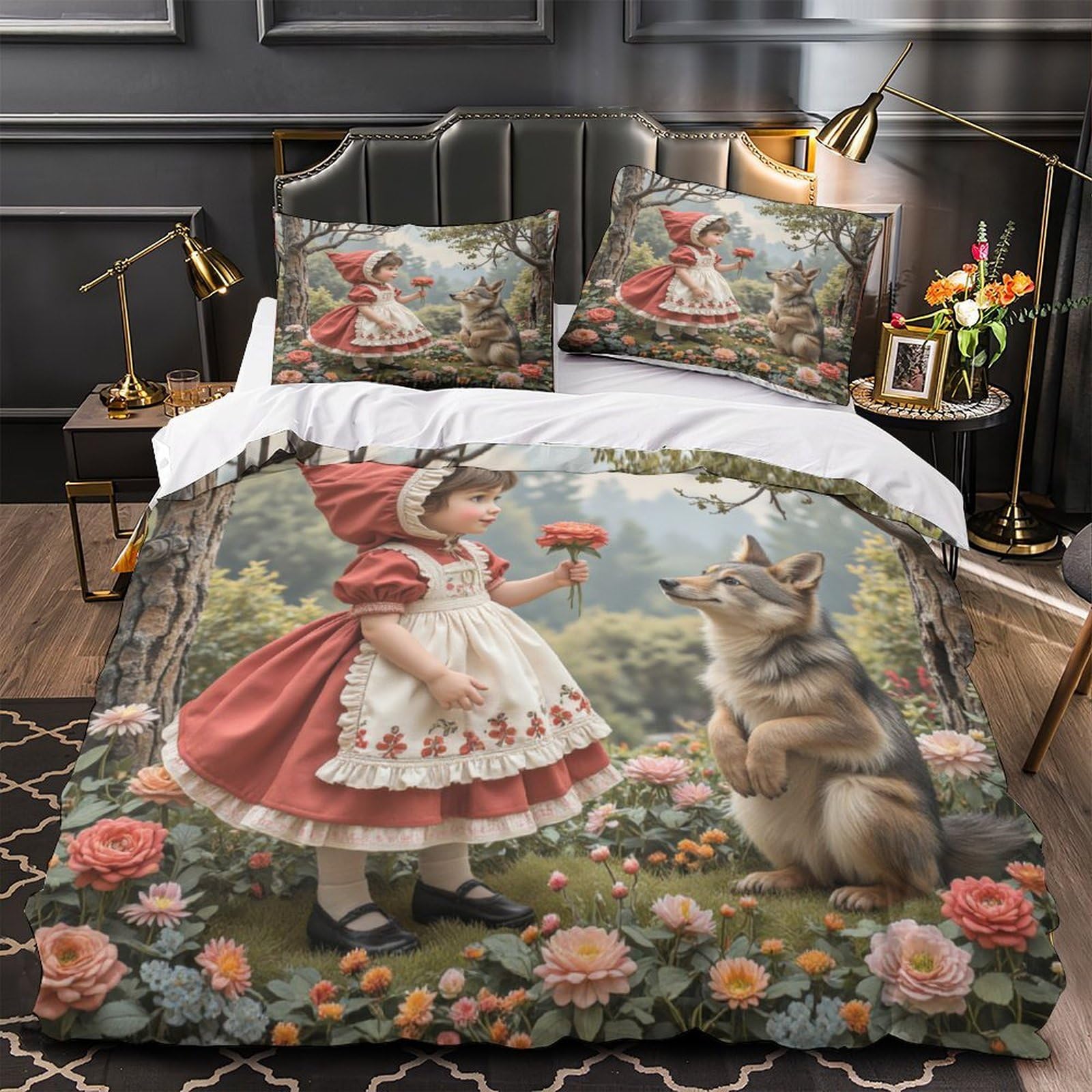 Housse de couette 140x200 respirante et super douce effet 3D jardin