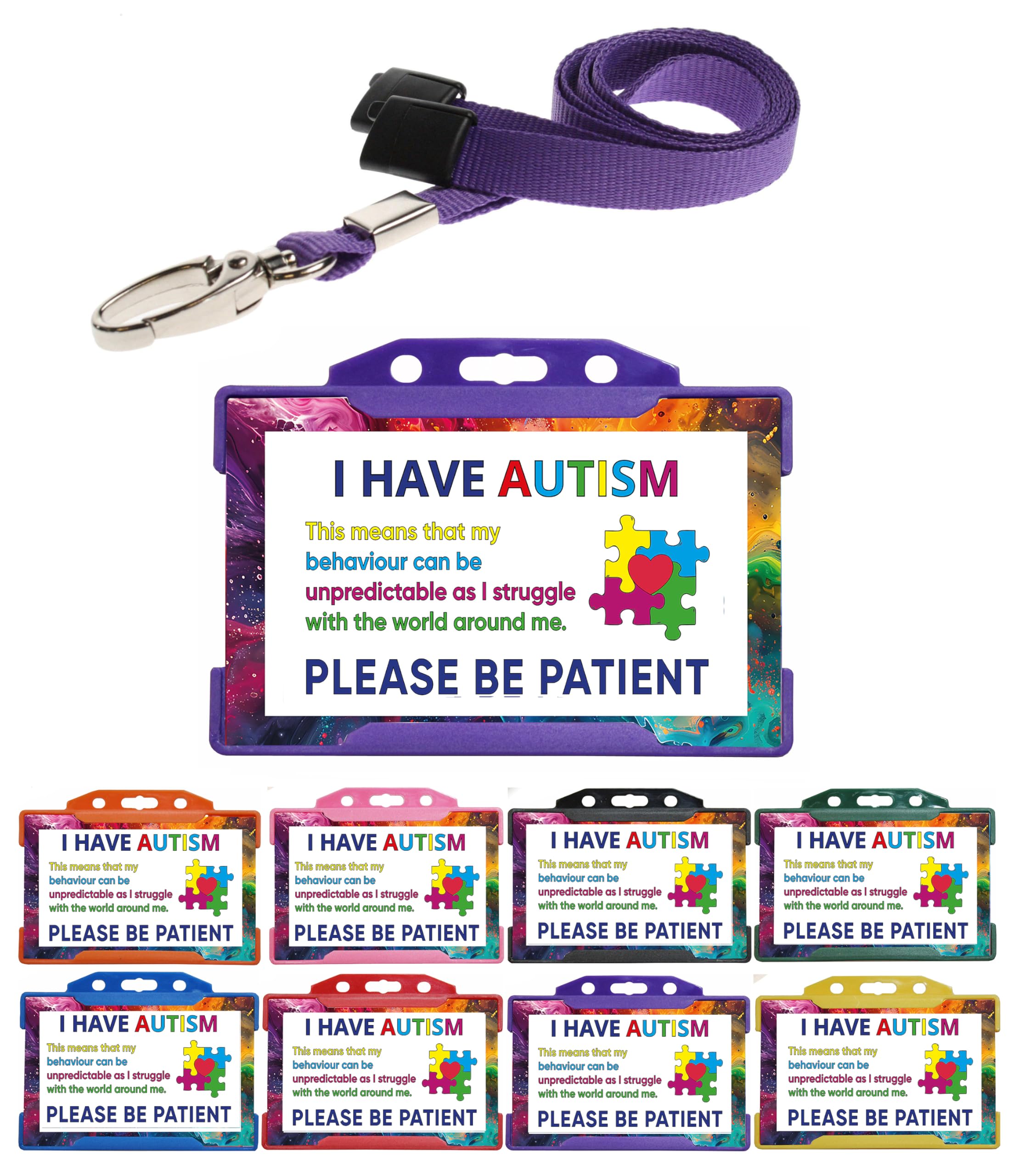 Quantum Leap Autism Awareness Card Hidden Disability Lanyard I Have Autism Lanyard Card - Please Be Patient Badge - with Puple Card Holder & Purple Hidden Disability