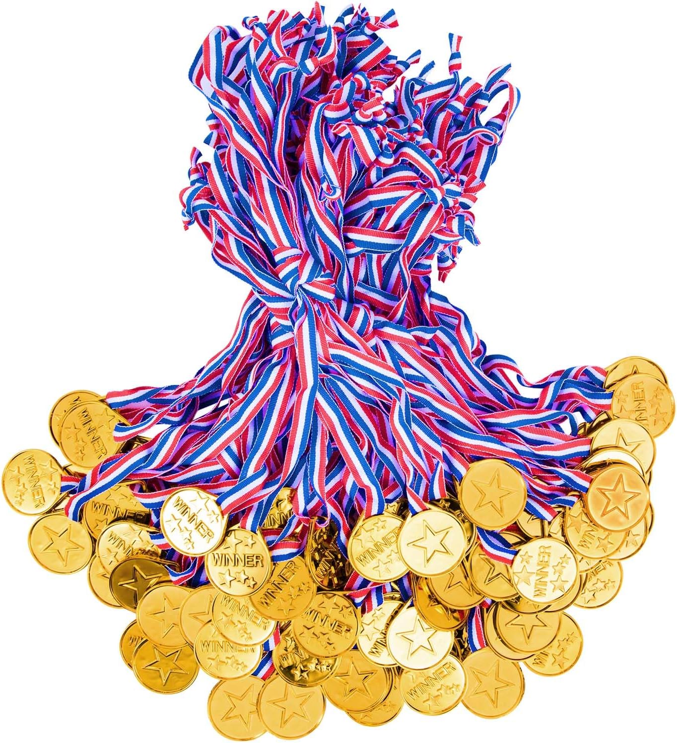 KISEER 40 Pieces Plastic Gold Winner Award Medals Bulk for Sports, Games Competitions, Party Favors and Decorations