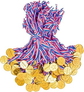 40 Pieces Plastic Gold Winner Award Medals Bulk for Sports, Games Competitions, Party Favors and Decorations
