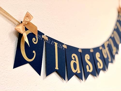 Miniatura 3 de Class of 2019 Graduation Party Banner. Navy Blue and Gold Party Decor. Congratulations Graduate. Graduation Party.