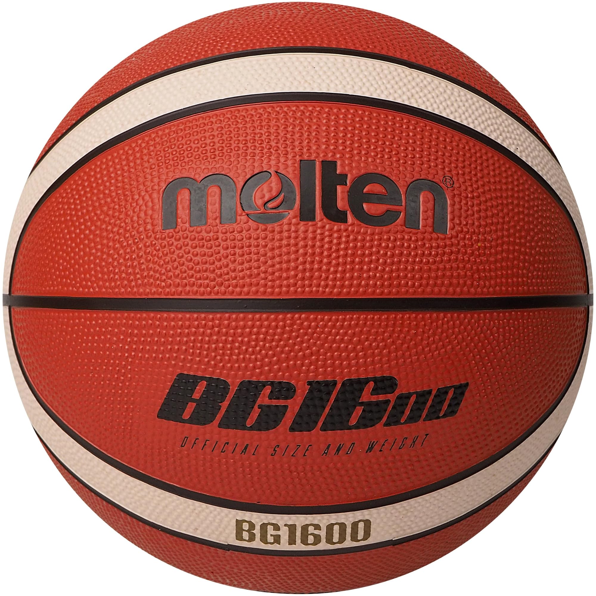 Molten BG1600 Rubber Basketball, Indoor/Outdoor Play, Orange/Ivory