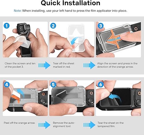Miniatura 5 de Tomat Protector de pantalla AR para DJI Pocket 3 accesorios con kit de instalación de alineación automática, película protectora de pantalla de