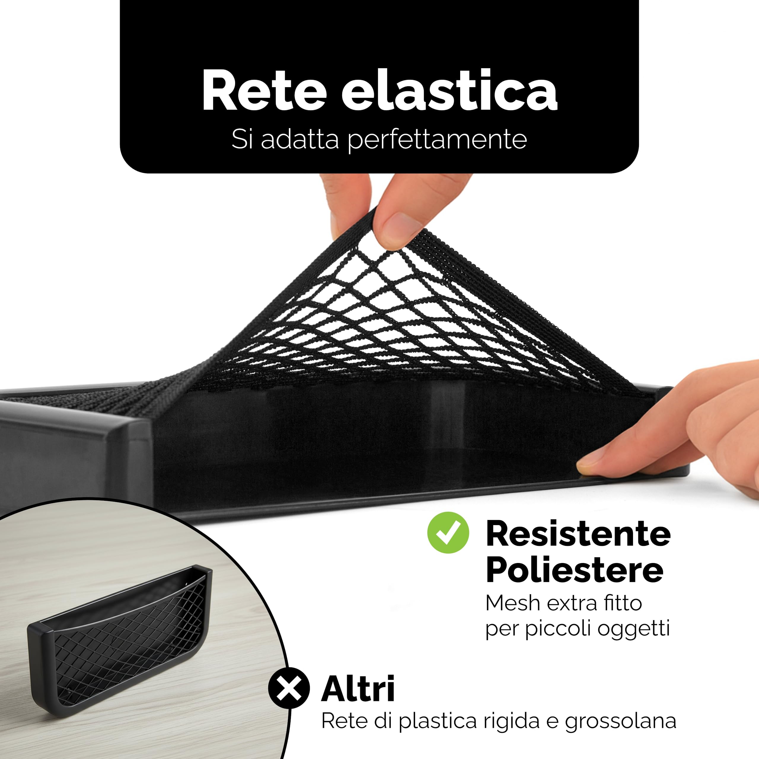Vicera Rete Portaoggetti per Camper e Roulotte - Rete Portaoggetti in Plastica Robusta ed Elastica - Materiale di Montaggio Incluso