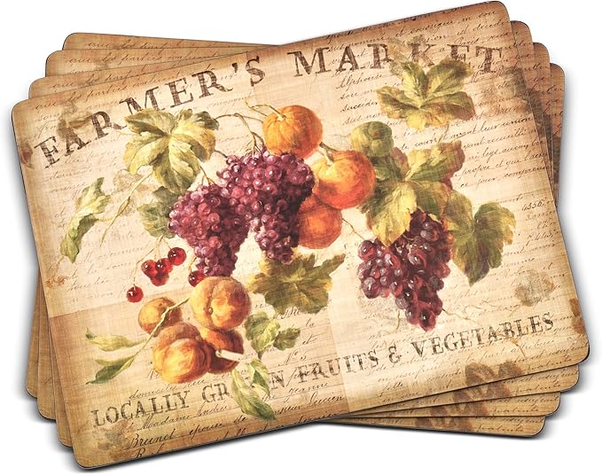 Pimpernel Abundant Fall Collection Placemats Set of 4 Heat Resistant Mats CorkBacked