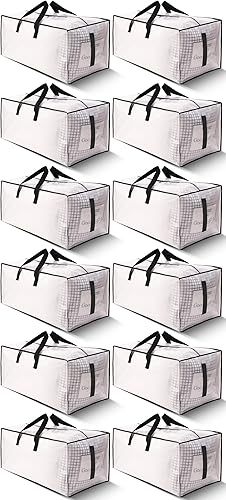 Paquete de 12 bolsas de mudanza grandes y fuertes con cremalleras y asas de transporte, resistente al agua, bolsa de almacenamiento resistente para disponible en Yaxa Peru