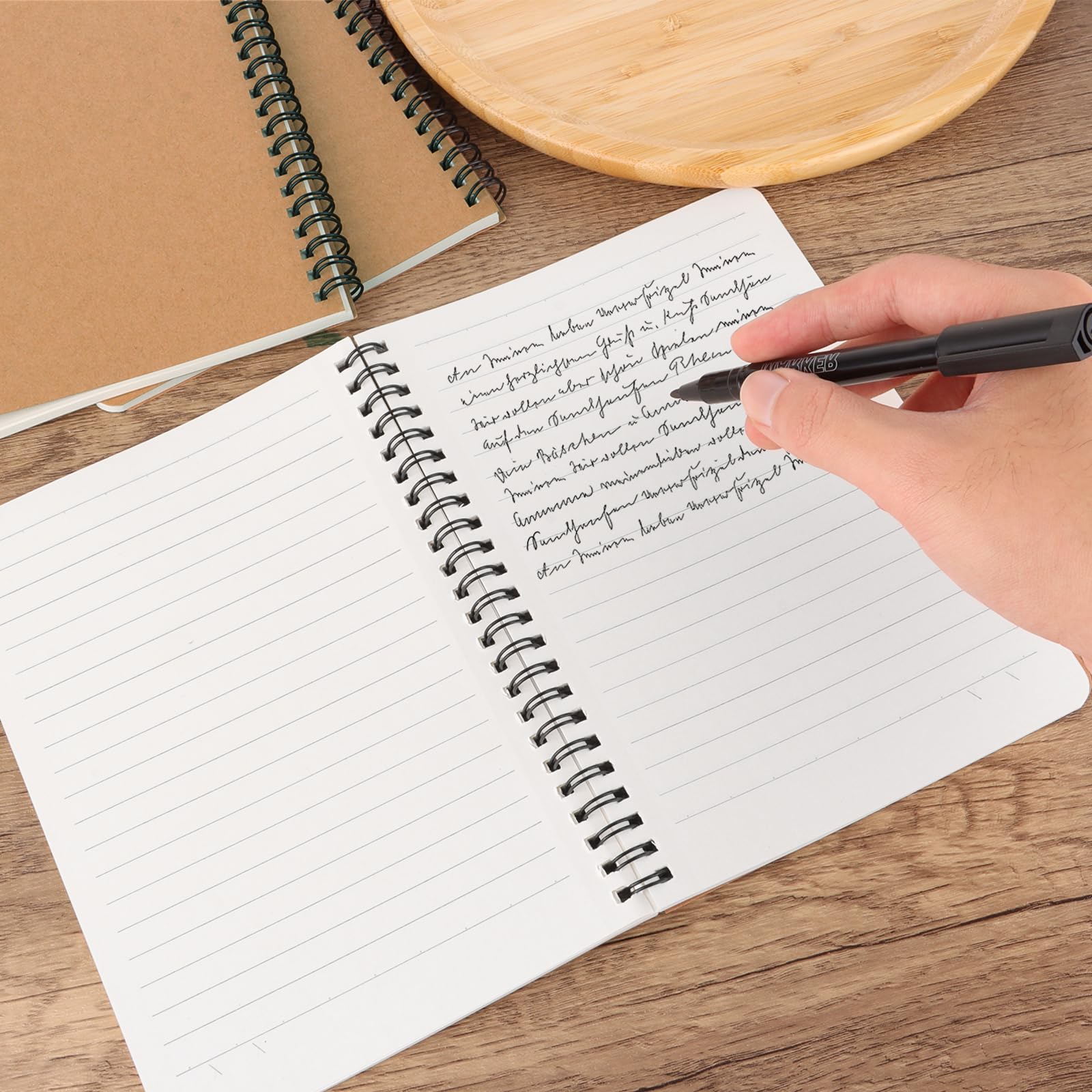 Carnet de notes A5 à spirale, lot de 24 cahiers lignés avec couverture kraft, 60 feuilles 80 g/m², bloc note A5 pour école, bureau, journal et prise de notes quotidienne