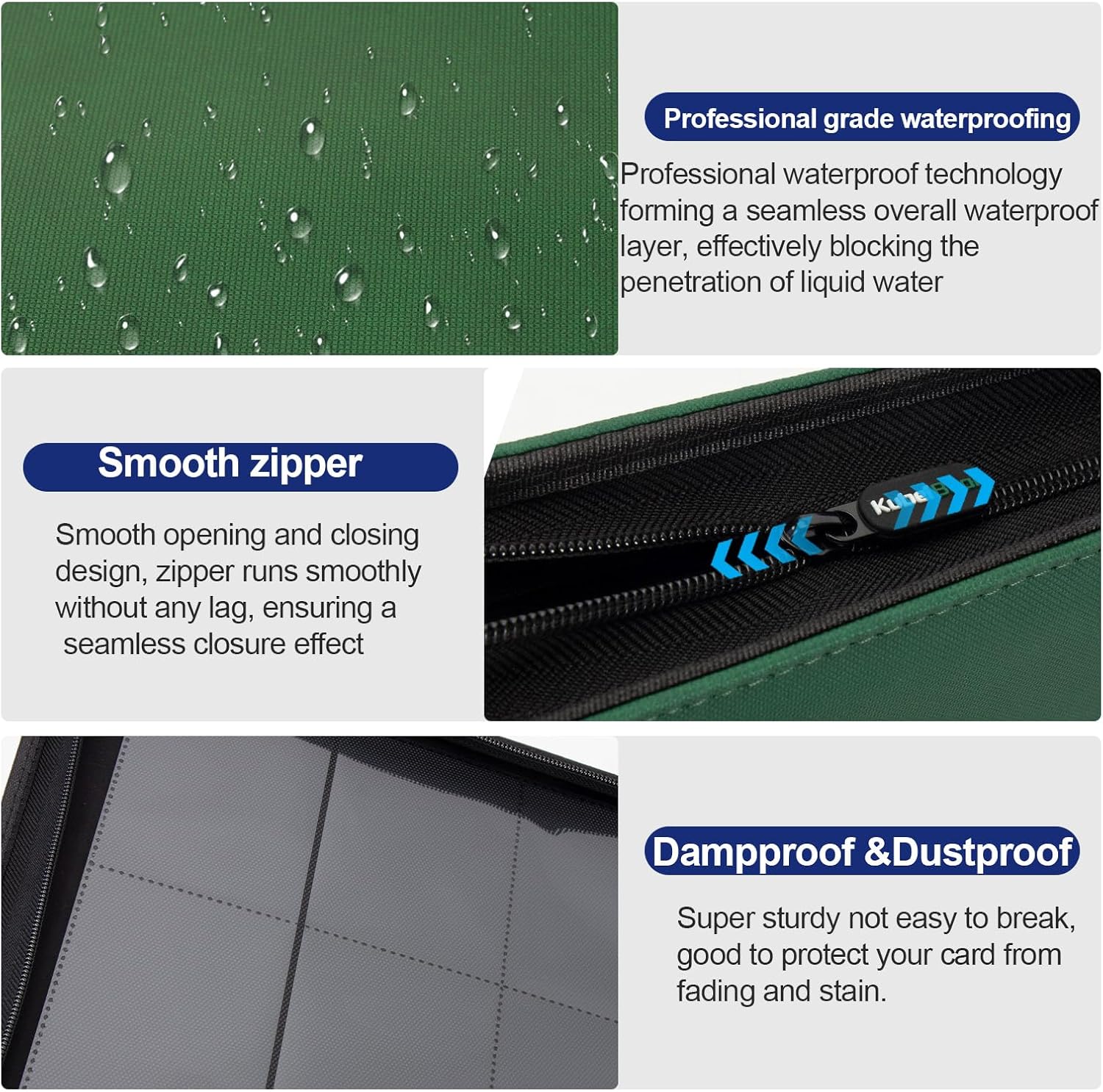 Card Binder – 720 Capacity, Zippered Trading Card Holder for MTG, Sports & Collectible Cards – Acid-Free, Durable & Travel-Friendly Storage (Green dots, 12 Pocket)