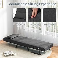 Vista 8 de KOMFOTT Sofá cama convertible 4 en 1 plegable con respaldo ajustable de 6 posiciones, tumbona tapizada con almohada extraíble, sofá reclinable