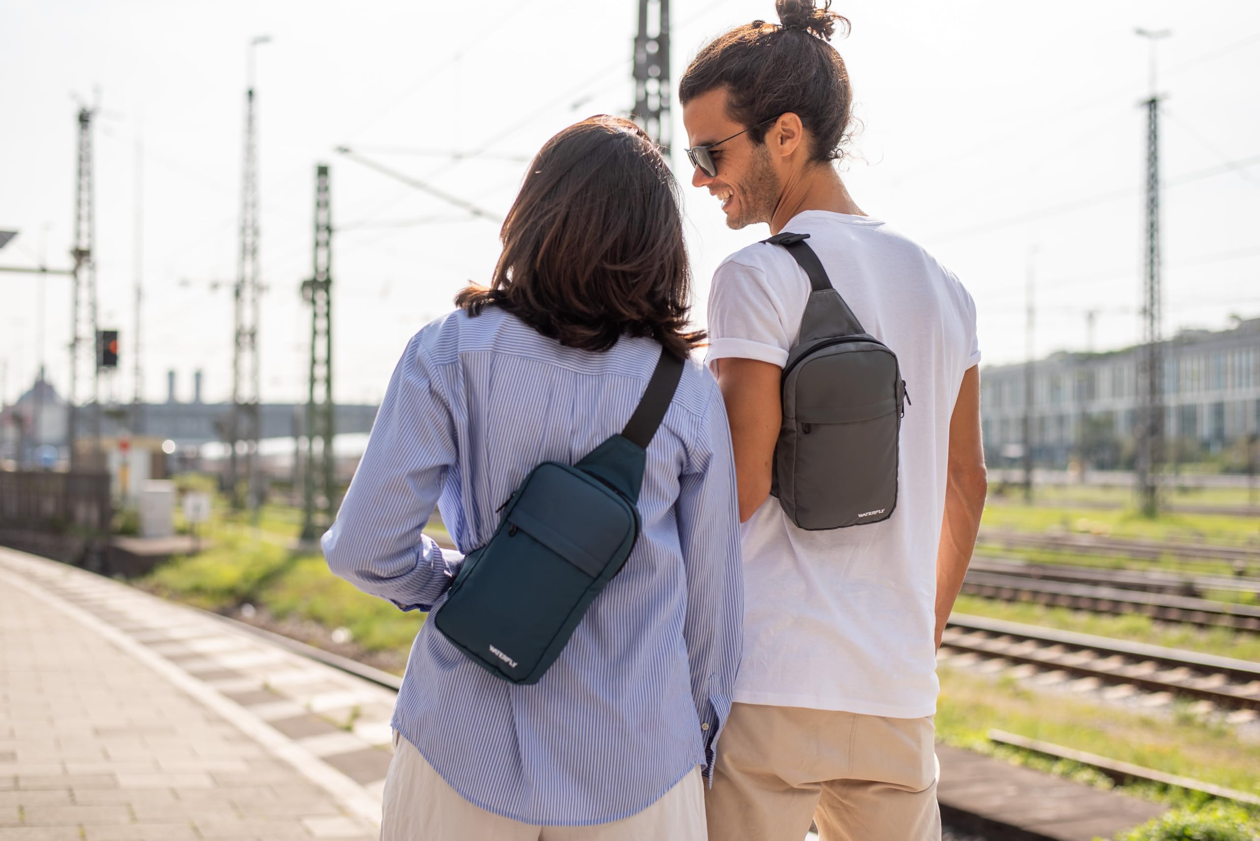 Waterfly Bolso Cruzada Bandolera en el Pecho Bolsa Hombro Cruzado Pequeño para el Trabajo Viajes Mujere Hombre
