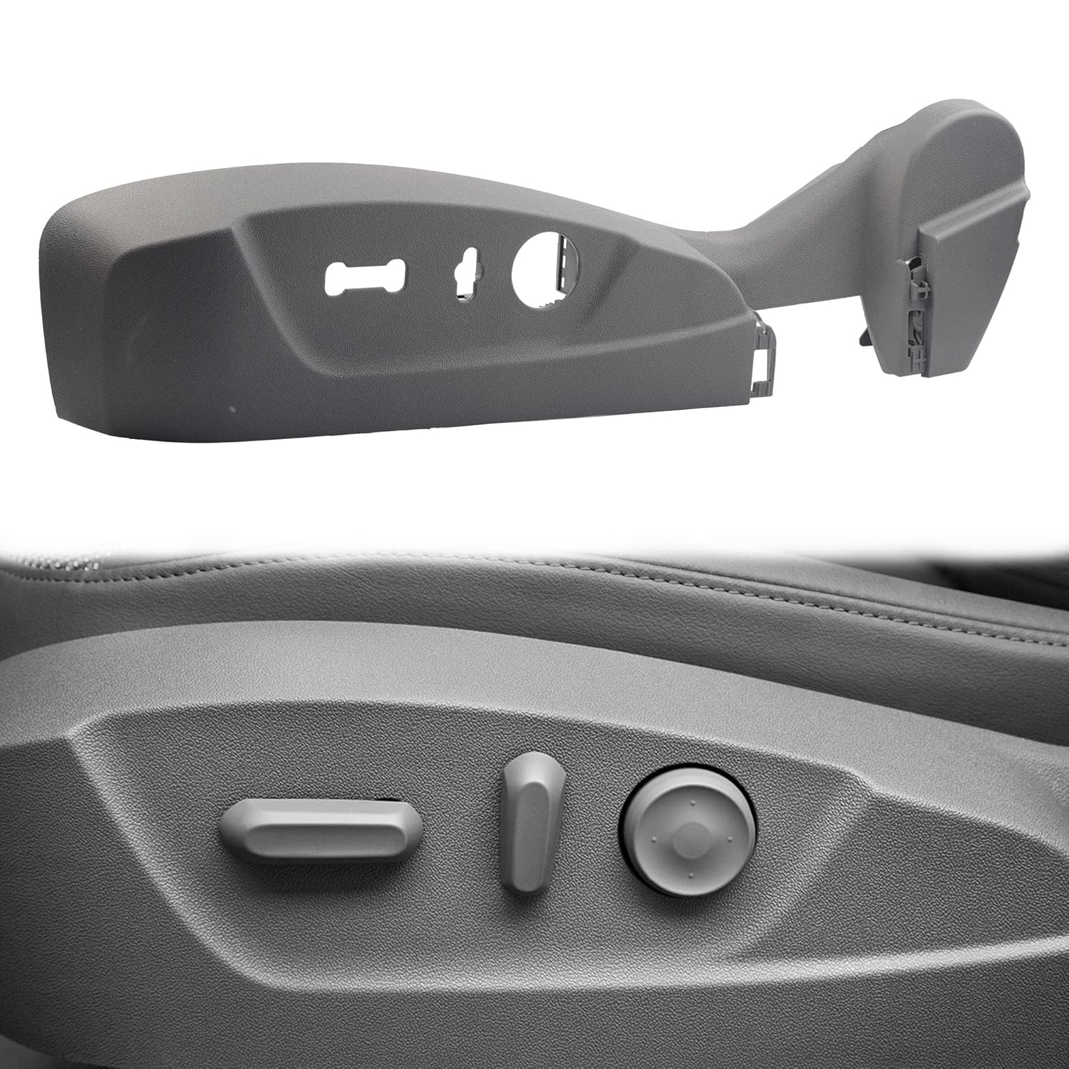 Dasbecan Left Driver Side Seat Switch Bezel Trim Panel Compatible with Chevrolet Malibu 2013 2014 2015 2016 Replaces 22753132(Gray) Seat Adjuster Switch Bezel Cover Grey