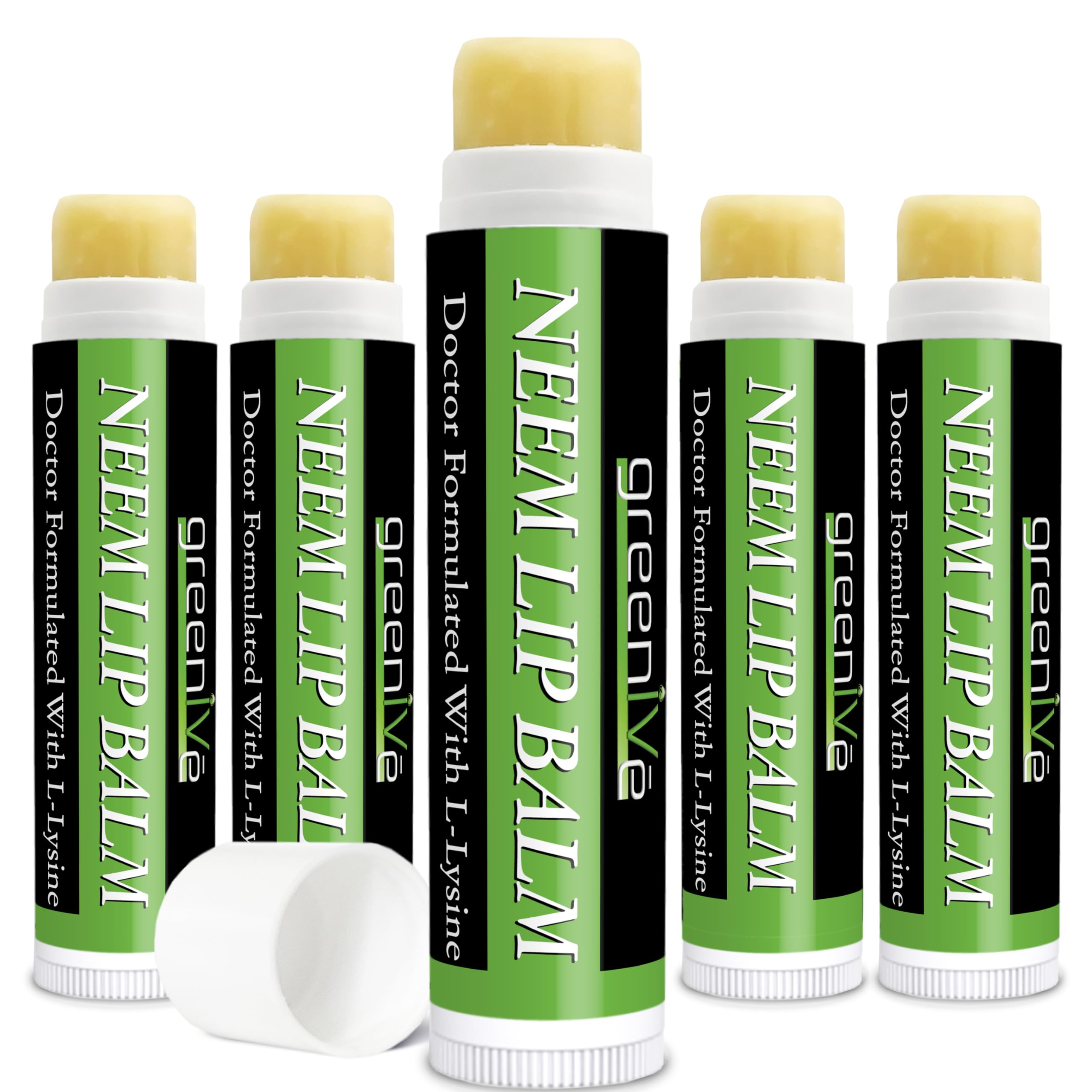 GreenIVe Neem Lip Balm Vegan Lip Moisturizer Neem Seed Oil L-Lysine Handcrafted Natural Lip Care Chap Stick for