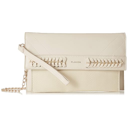 Flavia Women's Faux Leather Clutch, Cream