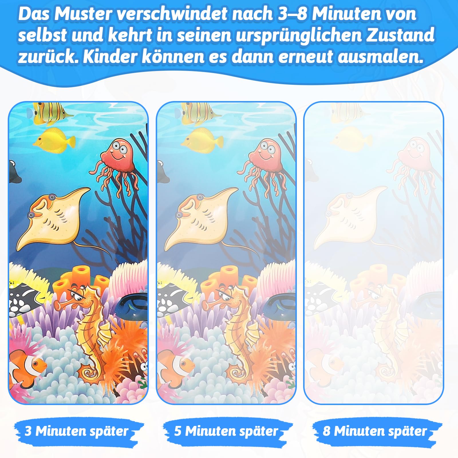 2 libri da colorare ad acqua con 2 penne ad acqua per bambini, riutilizzabili, Aqua Doodle Baby libro da colorare Water Wwow, libro da colorare ad acqua a partire dai 2 anni, Magic Water Book
