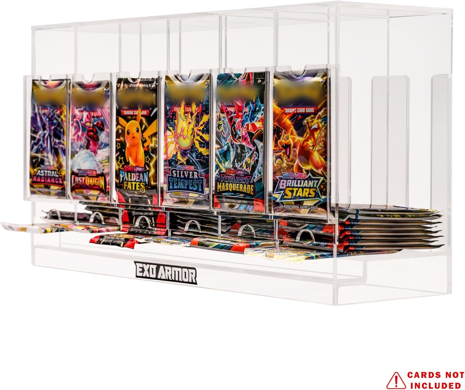 Acrylic 6 Slot Booster Pack Dispenser Compatible with Pokemon, MTG, Yugioh, Sports, Baseball, Basketball, Football