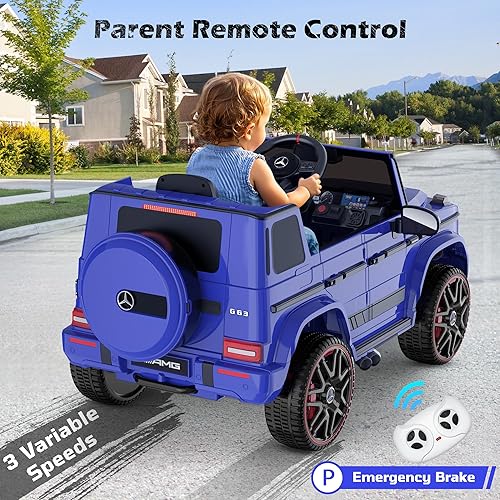 Miniatura 2 de ANPABO Mercedes-Benz G63 Auto con licencia para niños, auto de paseo de 12 V con control remoto para padres, aviso de voz de batería baja, linterna