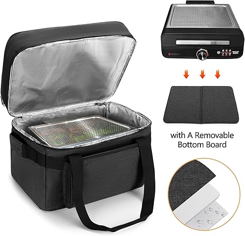 Miniatura 3 de Luxja Bolsa aislada de cocción lenta (con una almohadilla inferior y asas laterales) para olla de cocción lenta ovalada de 6 a 8 cuartos de galón,