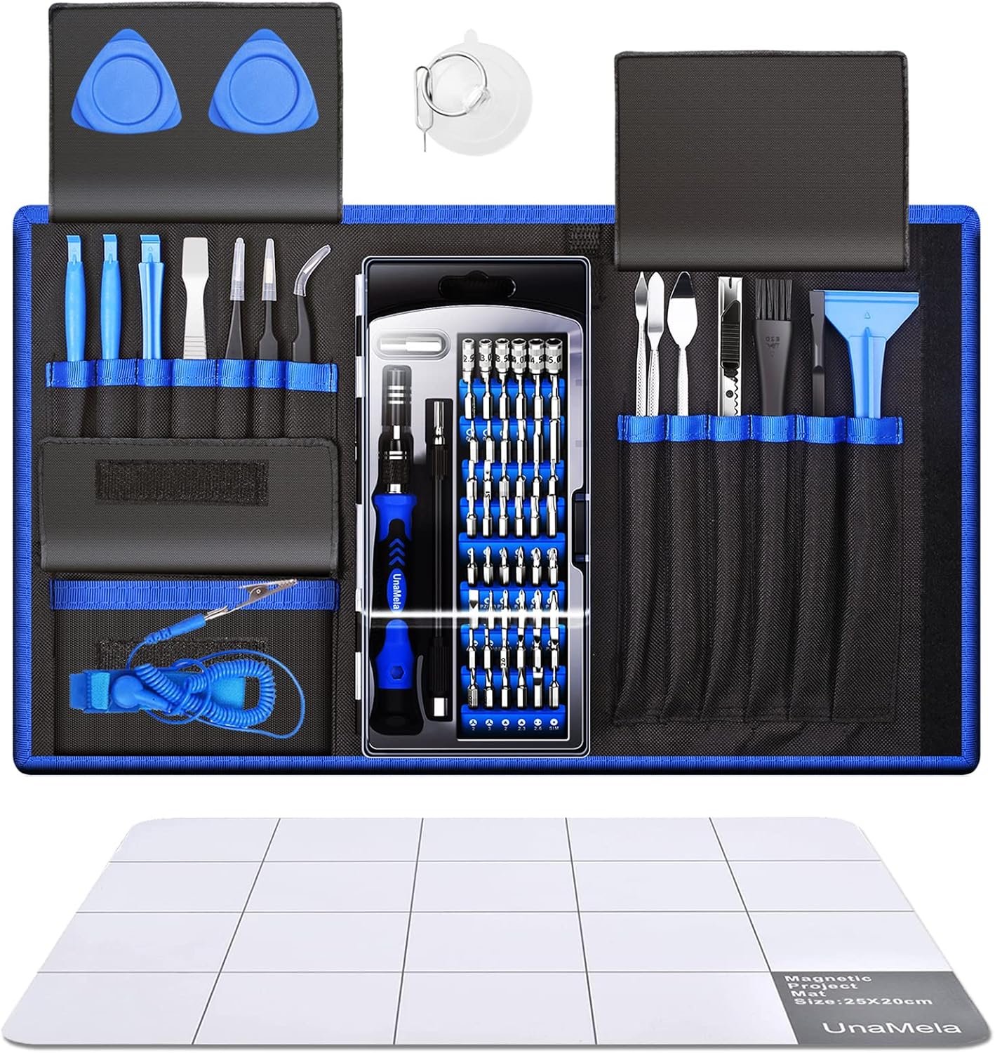 80 IN 1 Computer Repair Tool Kit with Magnetic Mat, Precision Laptop Screwdriver Set, PC Building Tool Kit with 56 Magnetic Bits, Large Size Writing Note Mat with Dry Erase Pen