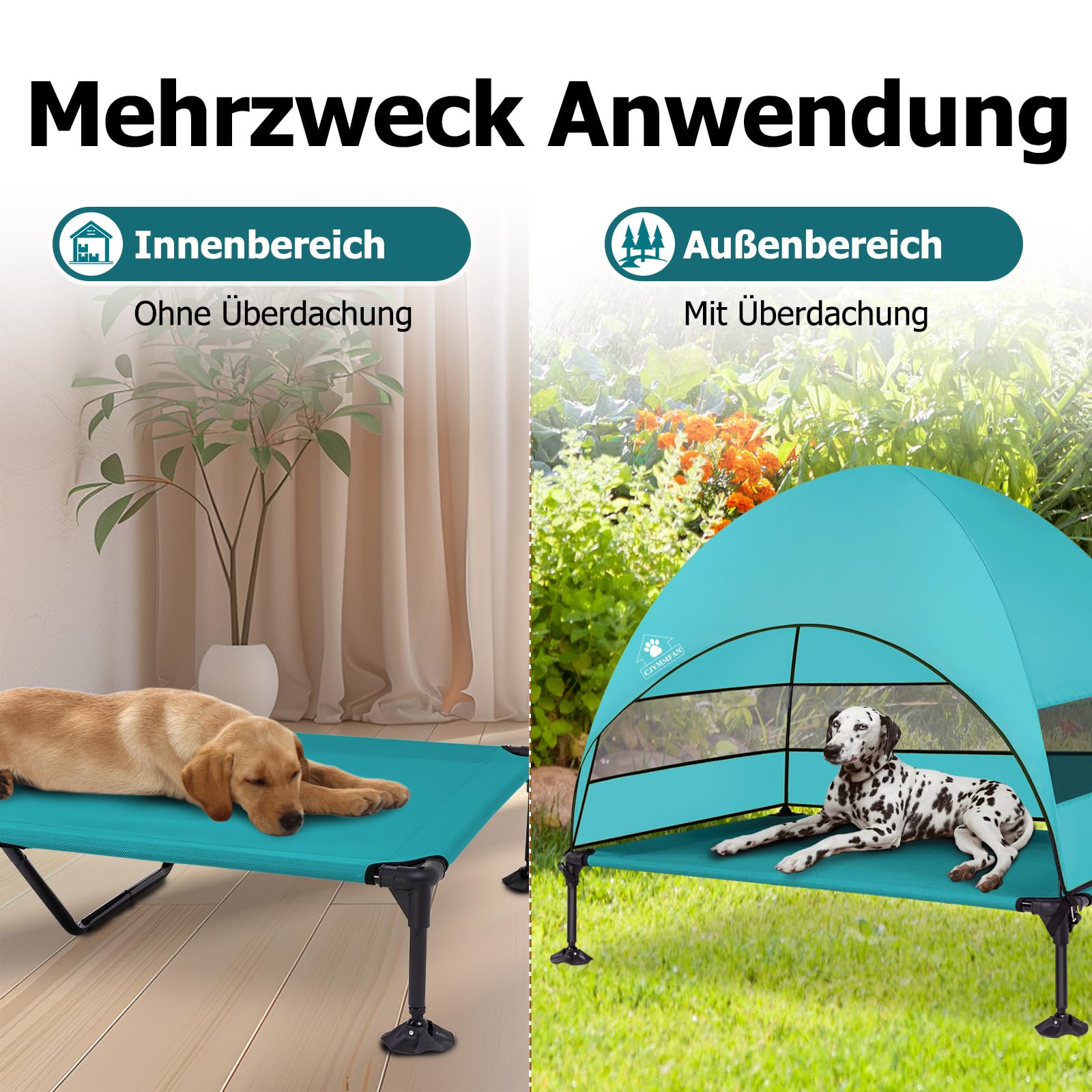 Erhöhtes Hundebett Mit Baldachin – Tragbares Outdoor-Bett Mit Anti-Rutsch-Füßen, Für Große Hunde, Camping & Garten