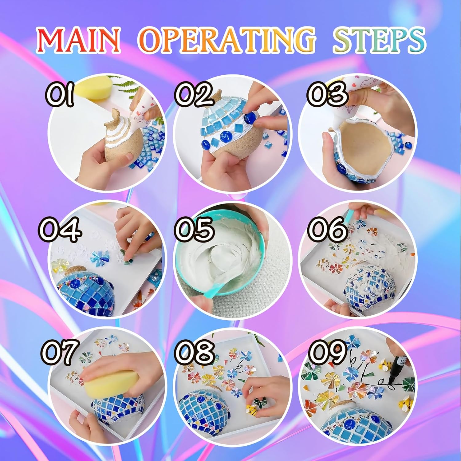 BOOPANREE Sea Glass Art Kit,DIY Resin Beach Art Kit,DIY Mosaic Arts and Craft Kits Ocean Painting Kit,2026 New Resin Sea Glass Art Kits,for Home Decoration, Bookshelf, Office, Windowsill (Style-A)