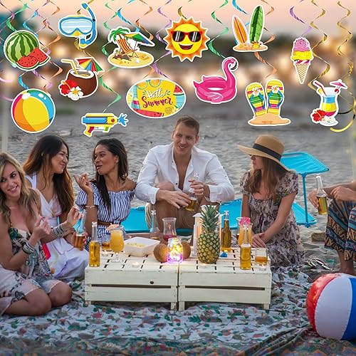 Miniatura 7 de Pajean 30 remolinos colgantes de verano en la piscina, decoración colgante de techo de verano, decoración de remolinos colgantes de playa,