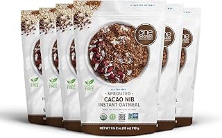 One Degree Organic Foods Sprouted Instant Oatmeal, USDA Organic, Non-GMO, Vegan, And Gluten Free Instant Oatmeal (Cacao Nib, 6 Pack)