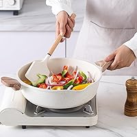 Vista 9 de Country Kitchen Juego de ollas y sartenes antiadherentes, juego de utensilios de cocina de aluminio fundido con utensilios, juego de cocina