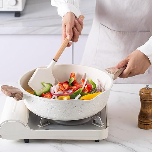 Miniatura 9 de Country Kitchen Juego de ollas y sartenes antiadherentes, juego de utensilios de cocina de aluminio fundido con utensilios, juego de cocina