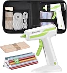 30PCS 0.28'' Hot Glue Gun and Sticks Set, Cordless Hot Glue Gun with 2Ah Rechargeable Battery, Smart Power-Off, Hot Glue Gun with Case,10PCS Wood Craft Sticks for Arts &Crafts, DIY | Smart Power-Off 2Ah Battery Power Mini Glue Gun W/ 30PCS Glue Stick